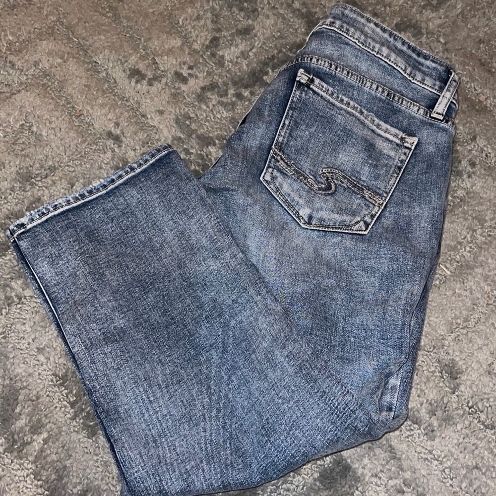 silver jean capris